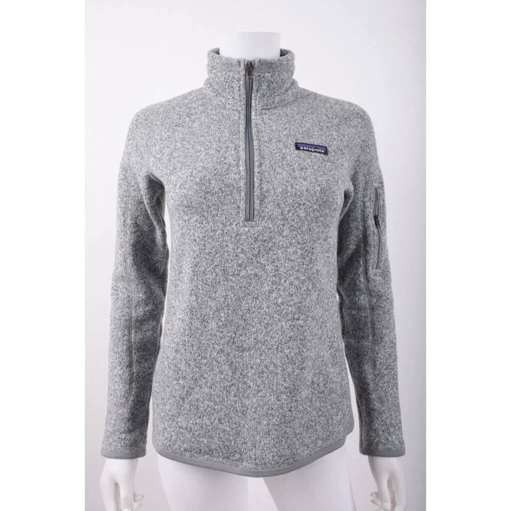 Patagonia Womans Jacket Better Sweater Size XS Light Gray Pullover 1/4